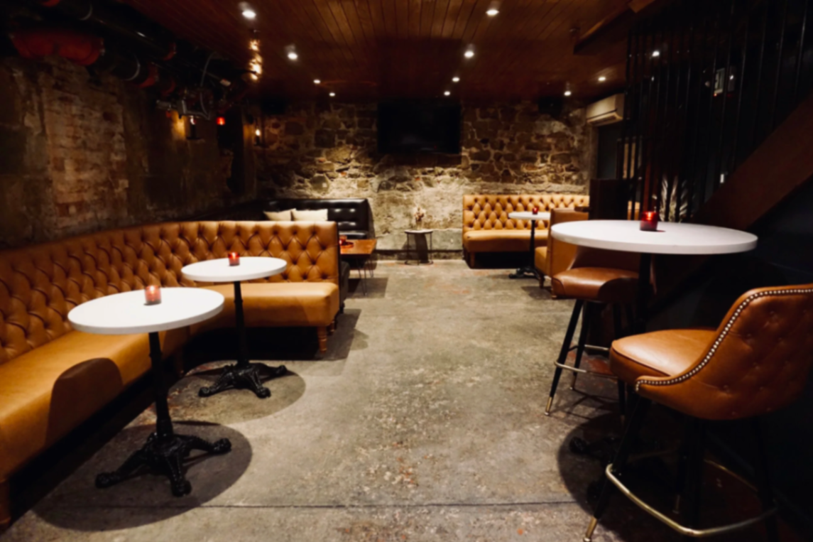 The High Horse subterranean lounge with tufted banquettes